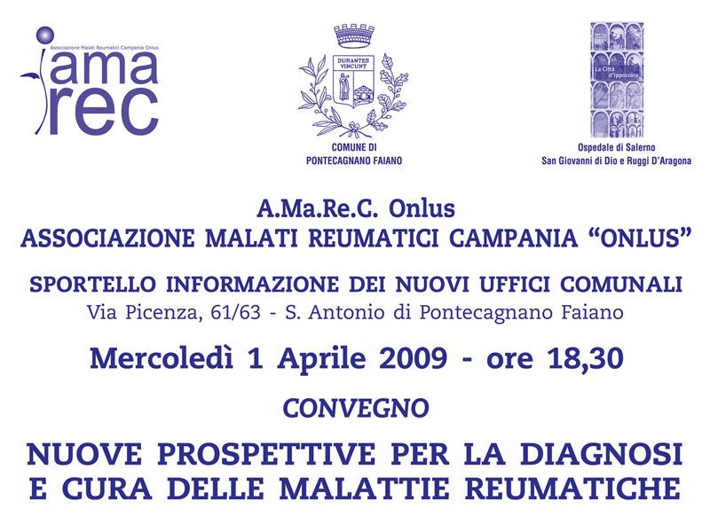 Convegno sulle NUOVE PROSPETTIVE PER LA DIAGNOSI E CURA DELLE MALATTIE REUMATICHE